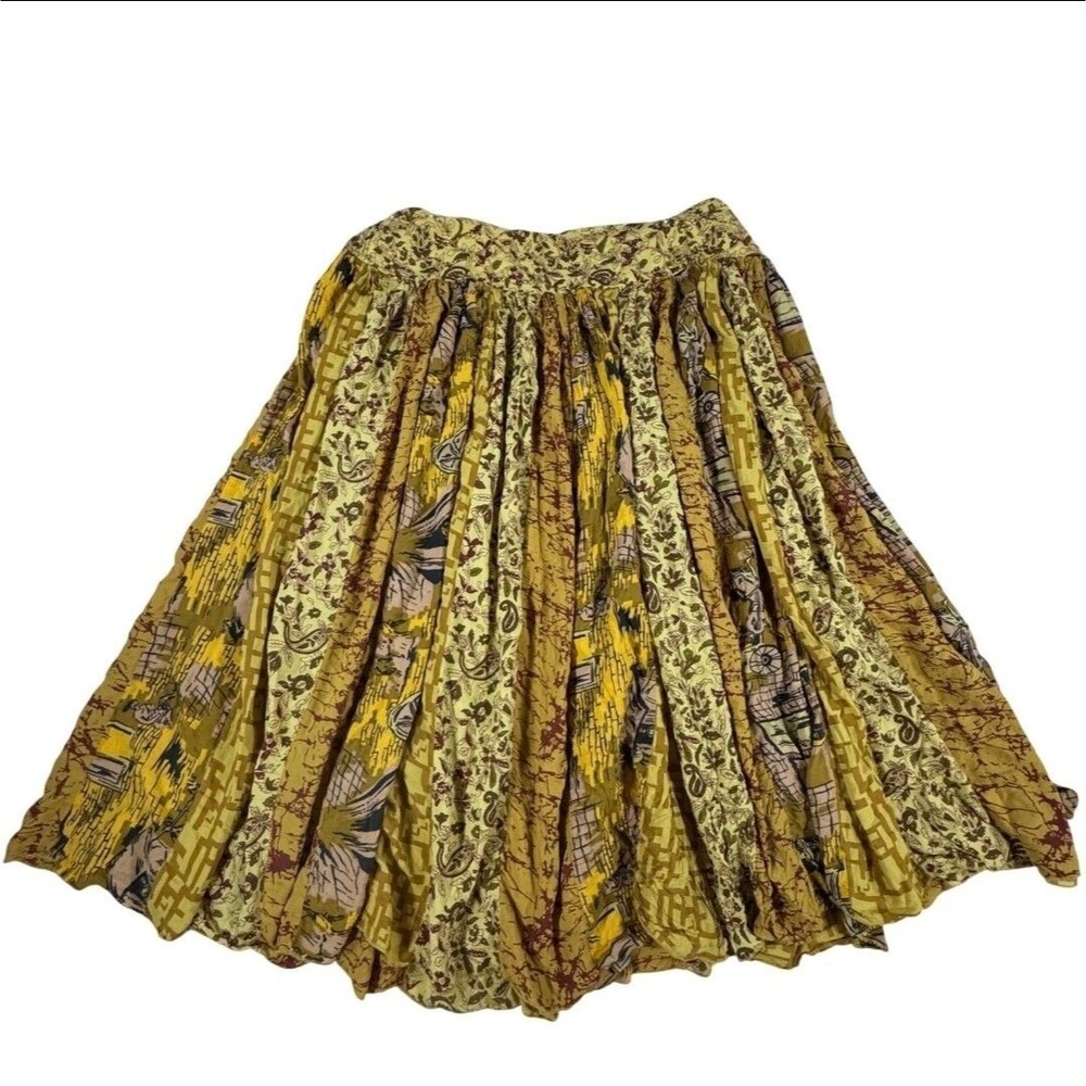 Soft Surroundings Patchwork Batik Beaded Maxi Skirt Sz Petite Small Boho Hippie